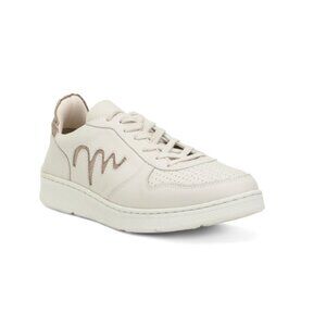 SANDRO MOSCOLONI White/gold Handmade In Brazil Leather Minza Sneakers
